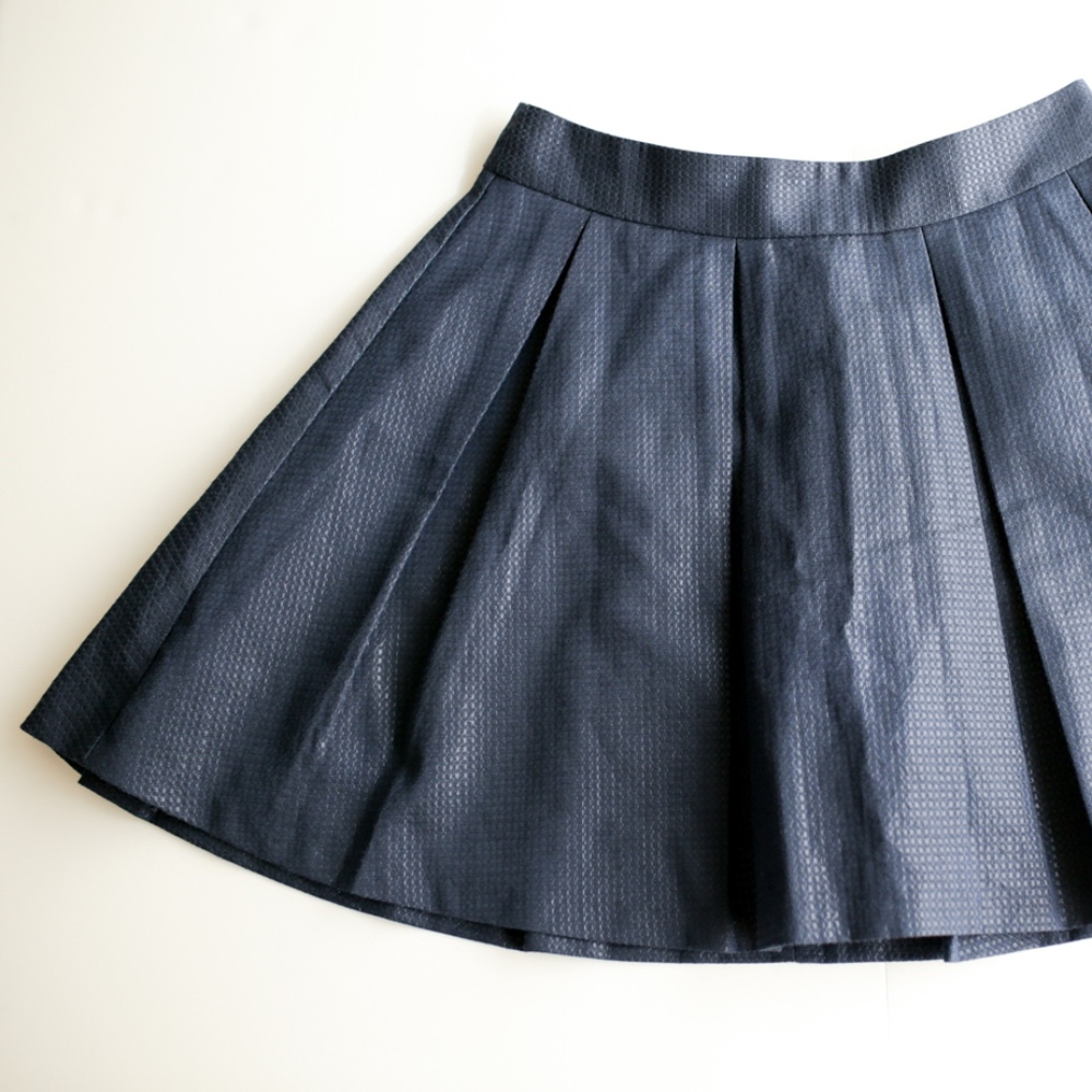 Banana Republic Metallic Blue Pleated Skirt 2P